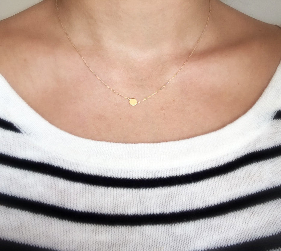 Personalized Mini Disc Necklace 14K