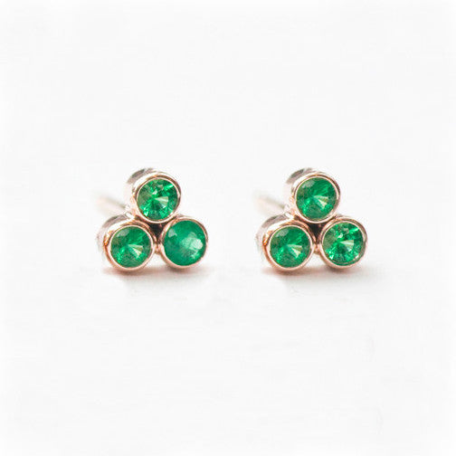 Trio Emerald Studs