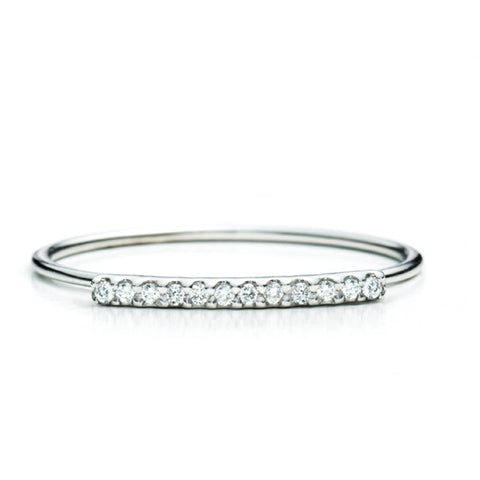 Diamond Bar Ring 14K - White Gold