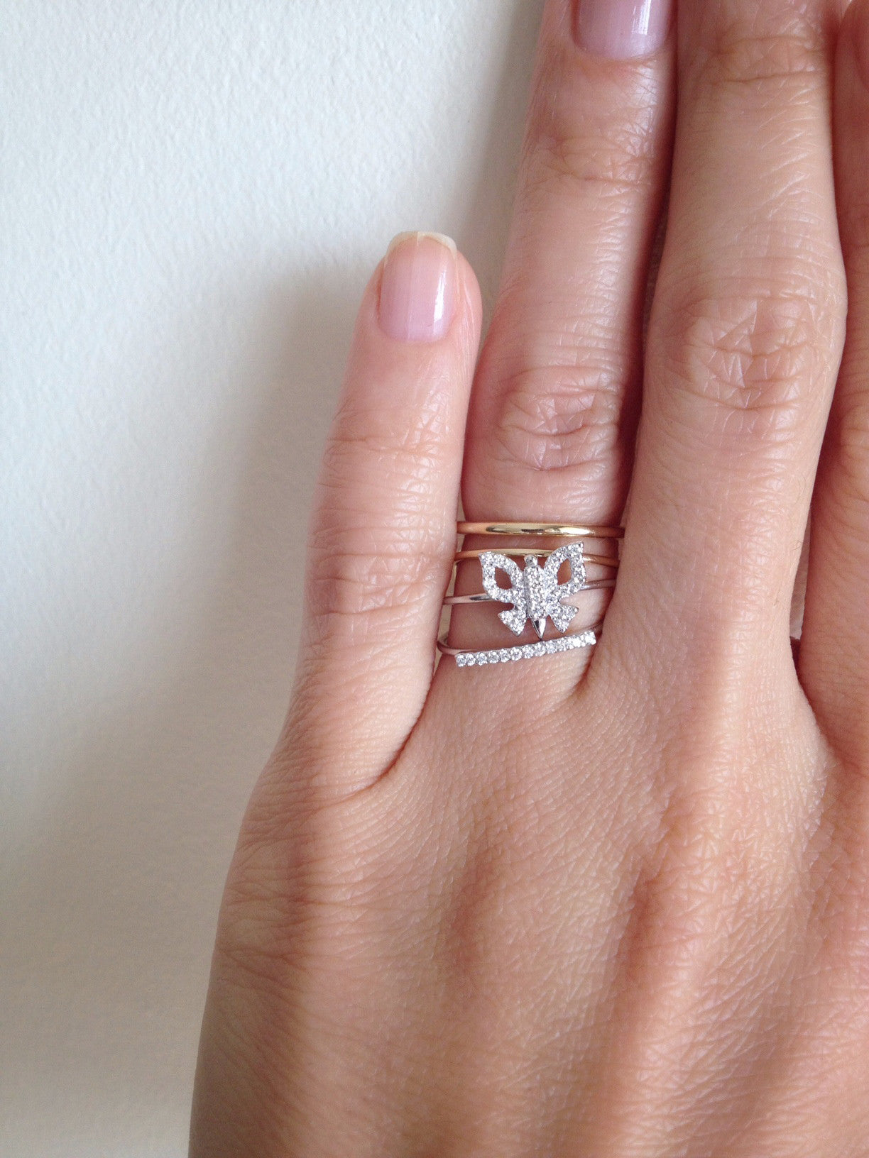 Diamond Butterfly Ring 14K White