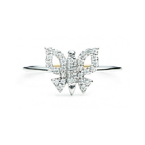 Diamond Butterfly Ring 14K White