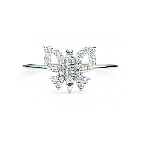 Diamond Butterfly Ring - White Gold