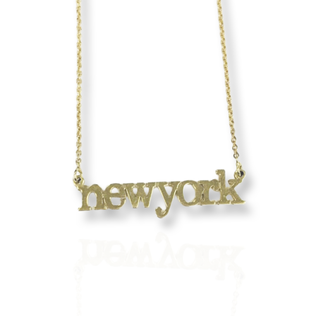 New York Nameplate Necklace 14k Gold